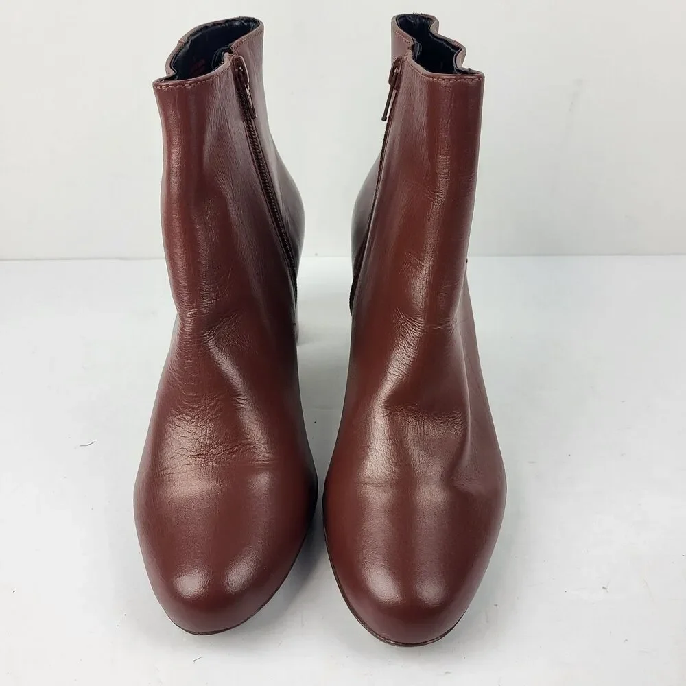 Marc Joseph New York Charles St Leather Ankle Bootie Reddish Brown Size 9